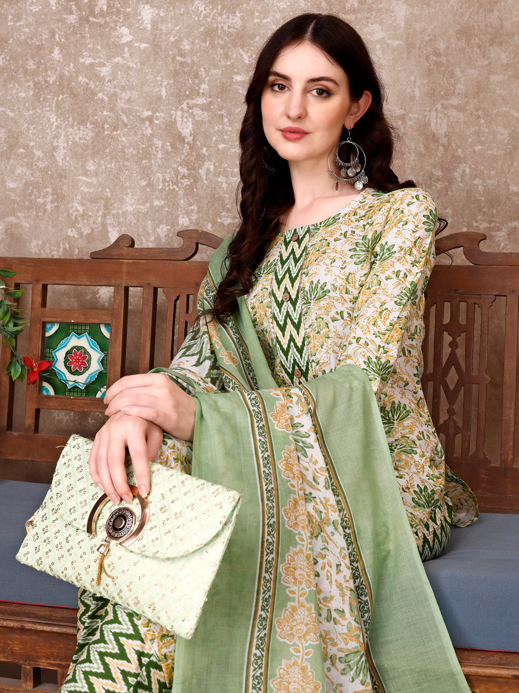 Floral Printed Kurta With Printed Pant & Dupatta, Multicolor - Hiral Fashion | Grocsy