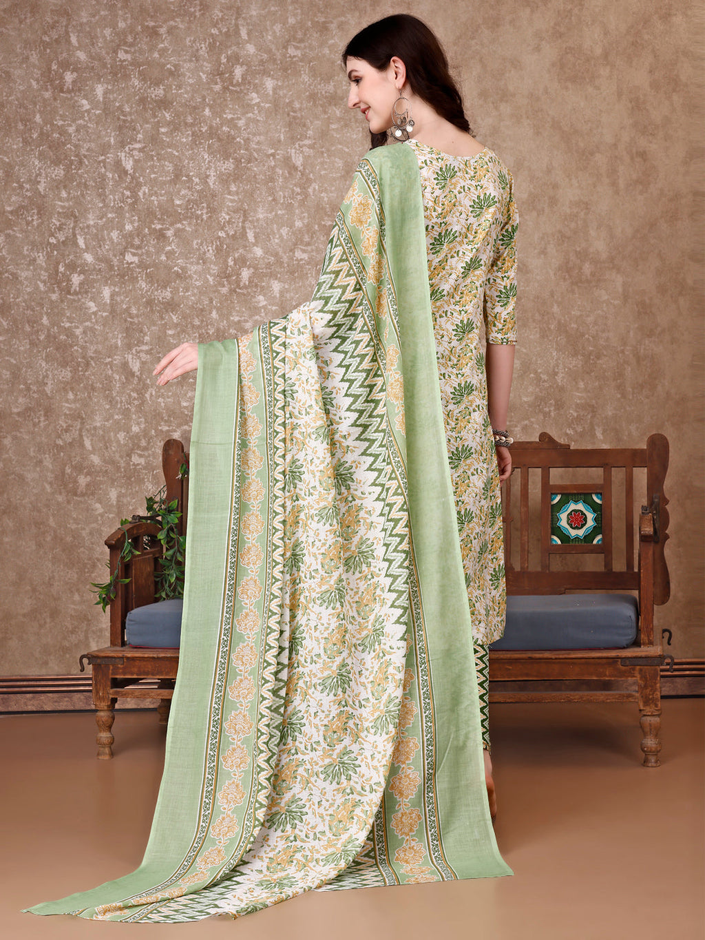Floral Printed Kurta With Printed Pant & Dupatta, Multicolor - Hiral Fashion | Grocsy