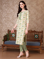 Floral Printed Kurta With Printed Pant & Dupatta, Multicolor - Hiral Fashion | Grocsy