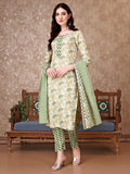 Floral Printed Kurta With Printed Pant & Dupatta, Multicolor - Hiral Fashion | Grocsy