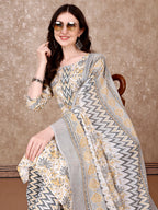 Floral Printed Kurta With Printed Pant & Dupatta, Multicolor - Hiral Fashion | Grocsy