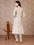 Floral Printed Kurta With Printed Pant & Dupatta, Multicolor - Hiral Fashion | Grocsy