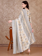 Floral Printed Kurta With Printed Pant & Dupatta, Multicolor - Hiral Fashion | Grocsy