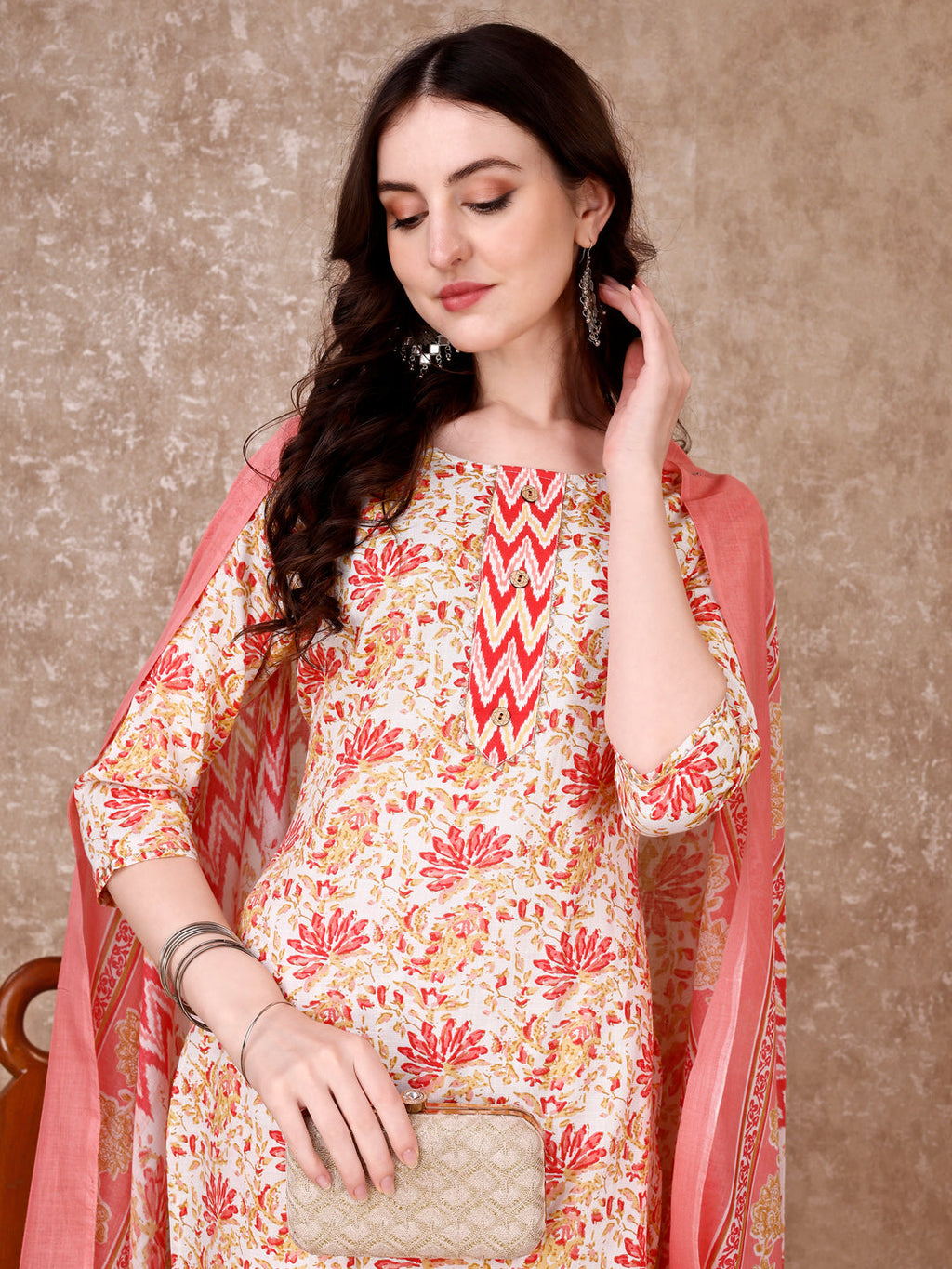 Floral Printed Kurta With Printed Pant & Dupatta, Multicolor - Hiral Fashion | Grocsy