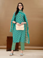 Ethnic Motifs Printed Kurta With Ethnic Motifs Printed Kurta With Printed Pant & Dupatta, Multicolor - Hiral Fashion | Grocsy
