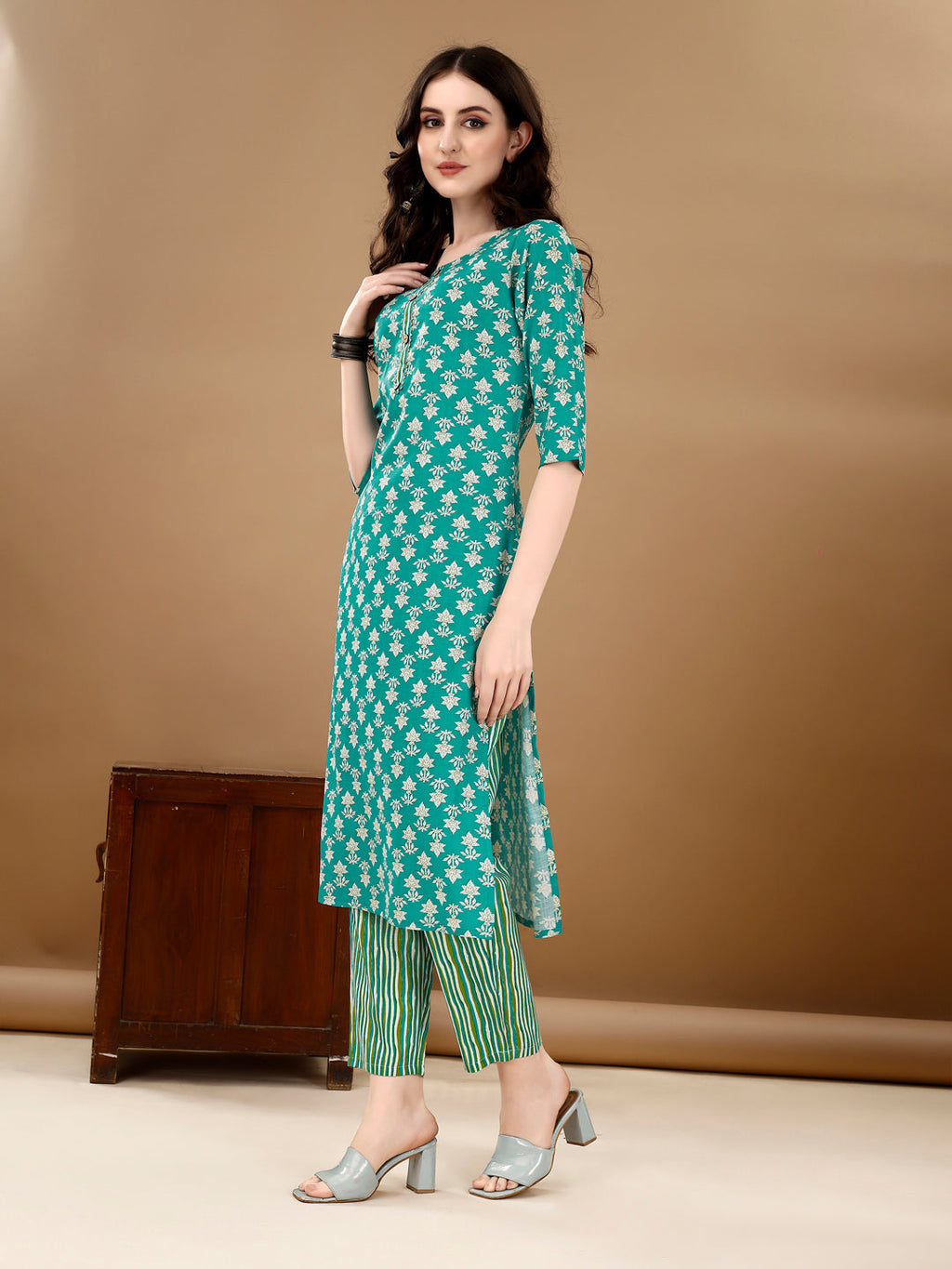 Ethnic Motifs Printed Kurta With Ethnic Motifs Printed Kurta With Printed Pant & Dupatta, Multicolor - Hiral Fashion | Grocsy