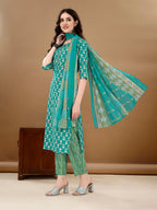 Ethnic Motifs Printed Kurta With Ethnic Motifs Printed Kurta With Printed Pant & Dupatta, Multicolor - Hiral Fashion | Grocsy