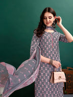 Ethnic Motifs Printed Kurta With Ethnic Motifs Printed Kurta With Printed Pant & Dupatta, Multicolor - Hiral Fashion | Grocsy