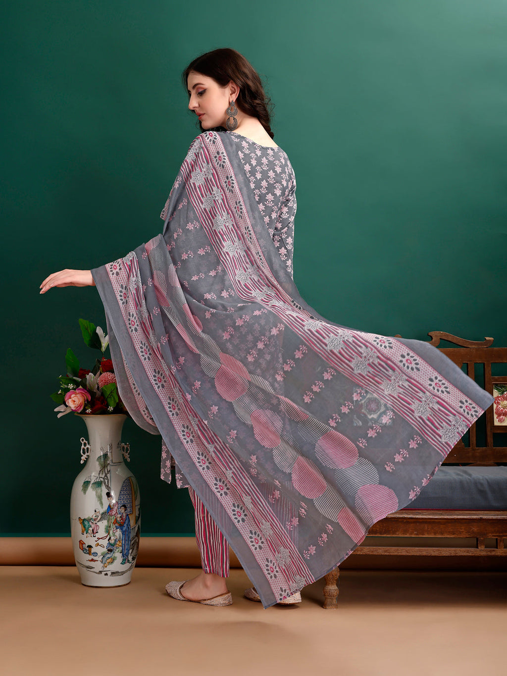 Ethnic Motifs Printed Kurta With Ethnic Motifs Printed Kurta With Printed Pant & Dupatta, Multicolor - Hiral Fashion | Grocsy