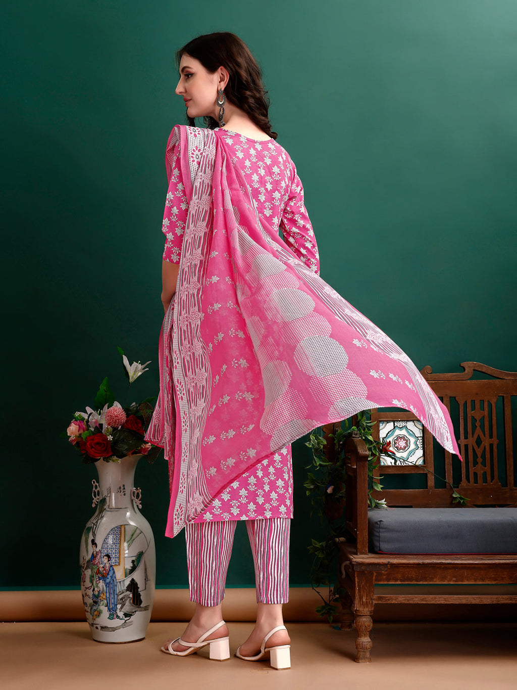 Ethnic Motifs Printed Kurta With Ethnic Motifs Printed Kurta With Printed Pant & Dupatta, Multicolor - Hiral Fashion | Grocsy