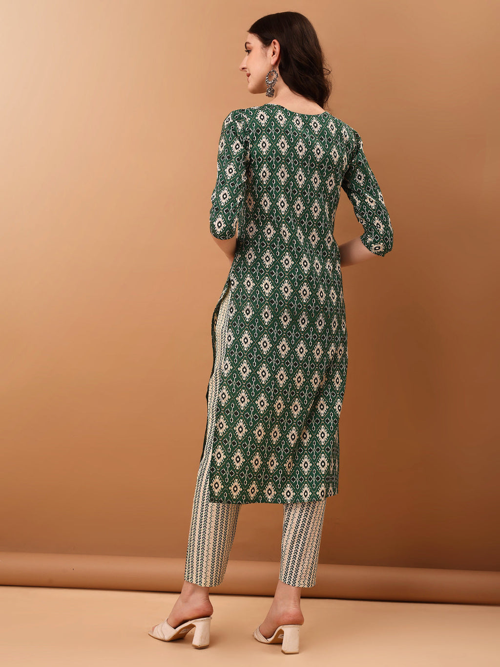 Ethnic Motifs Printed Kurta With Pant & Dupatta, Green - Hiral Fashion | Grocsy