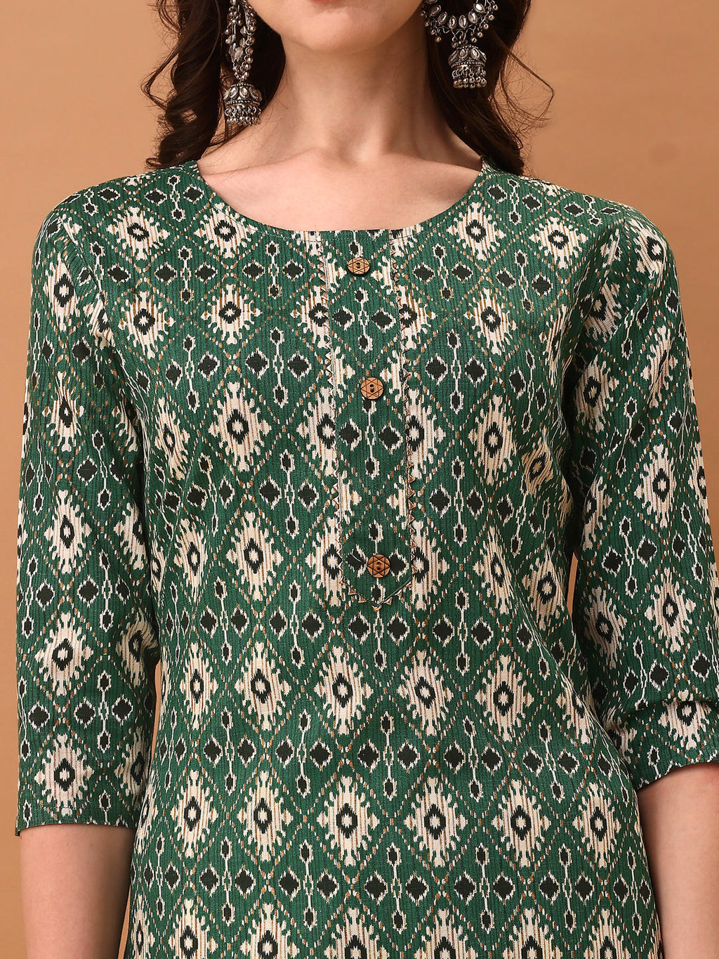 Ethnic Motifs Printed Kurta With Pant & Dupatta, Green - Hiral Fashion | Grocsy
