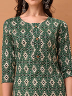Ethnic Motifs Printed Kurta With Pant & Dupatta, Green - Hiral Fashion | Grocsy