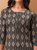 Ethnic Motifs Printed Kurta With Pant & Dupatta, Grey - Hiral Fashion | Grocsy