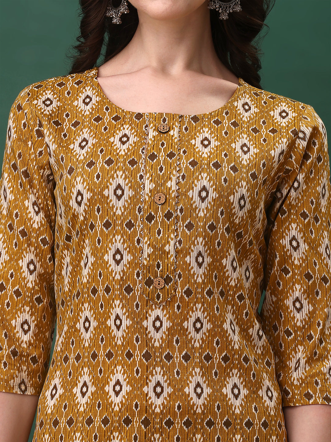 Ethnic Motifs Printed Kurta With Pant & Dupatta, Mustard - Hiral Fashion | Grocsy
