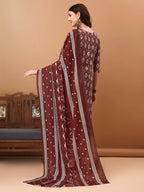 Ethnic Motifs Printed Kurta With Pant & Dupatta, Wine - Hiral Fashion | Grocsy