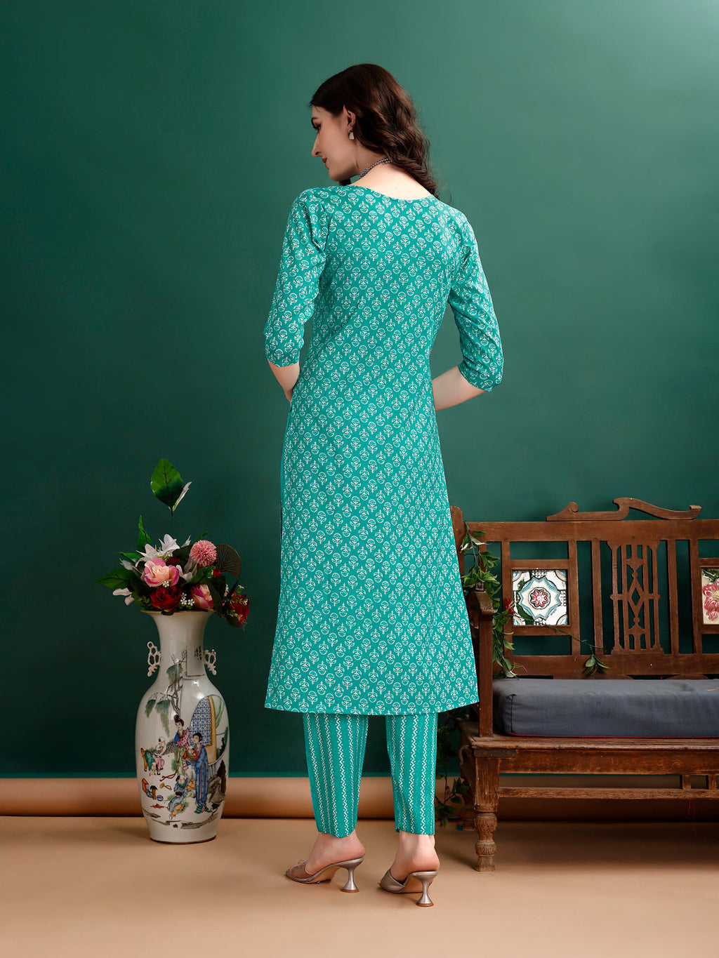 Ethnic Motifs Printed Kurta With Pant & Dupatta, Blue - Hiral Fashion | Grocsy
