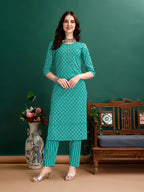 Ethnic Motifs Printed Kurta With Pant & Dupatta, Blue - Hiral Fashion | Grocsy