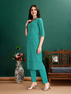 Ethnic Motifs Printed Kurta With Pant & Dupatta, Blue - Hiral Fashion | Grocsy