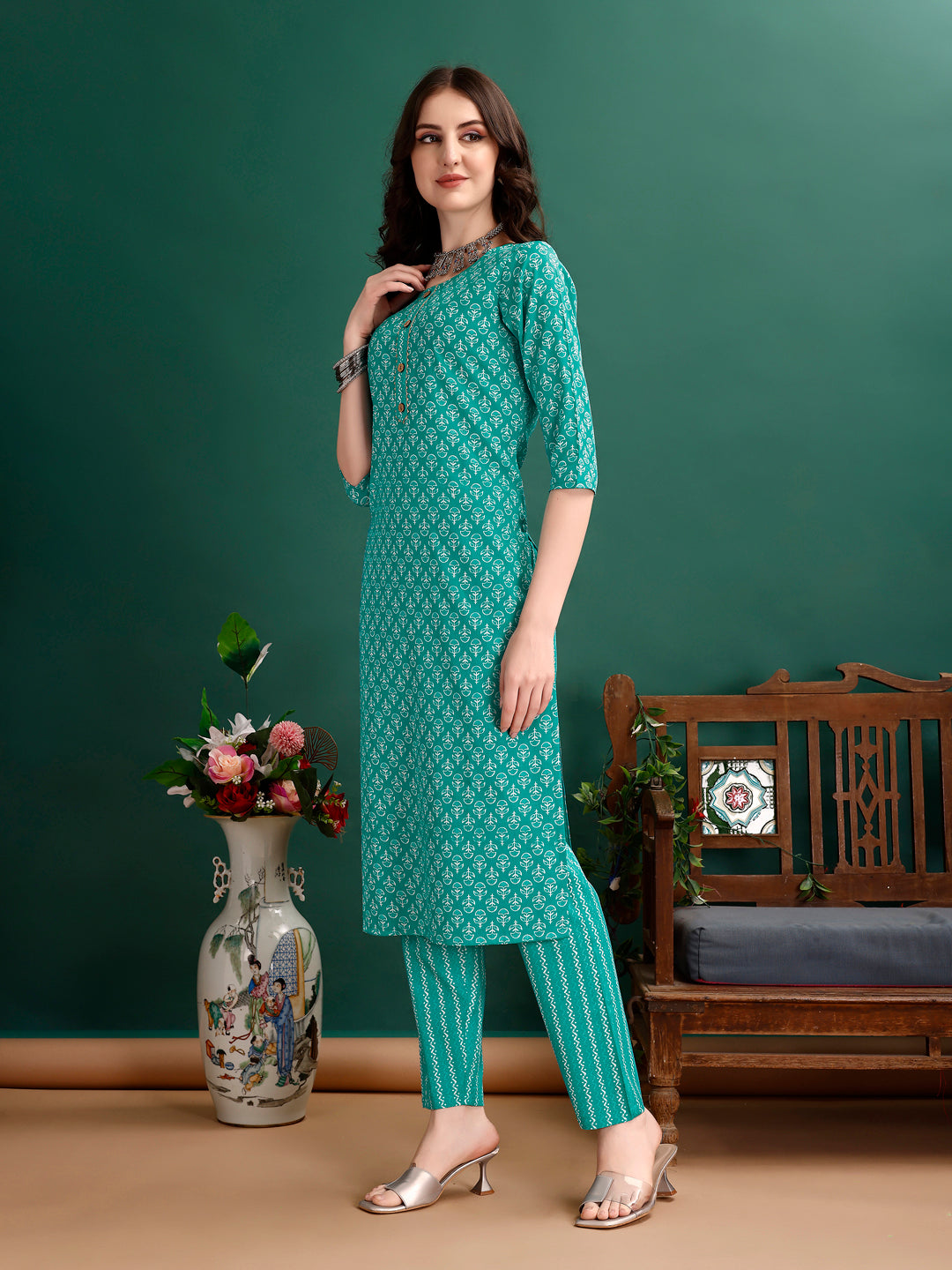 Ethnic Motifs Printed Kurta With Pant & Dupatta, Blue - Hiral Fashion | Grocsy