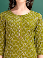 Ethnic Motifs Printed Kurta With Pant & Dupatta, Green - Hiral Fashion | Grocsy