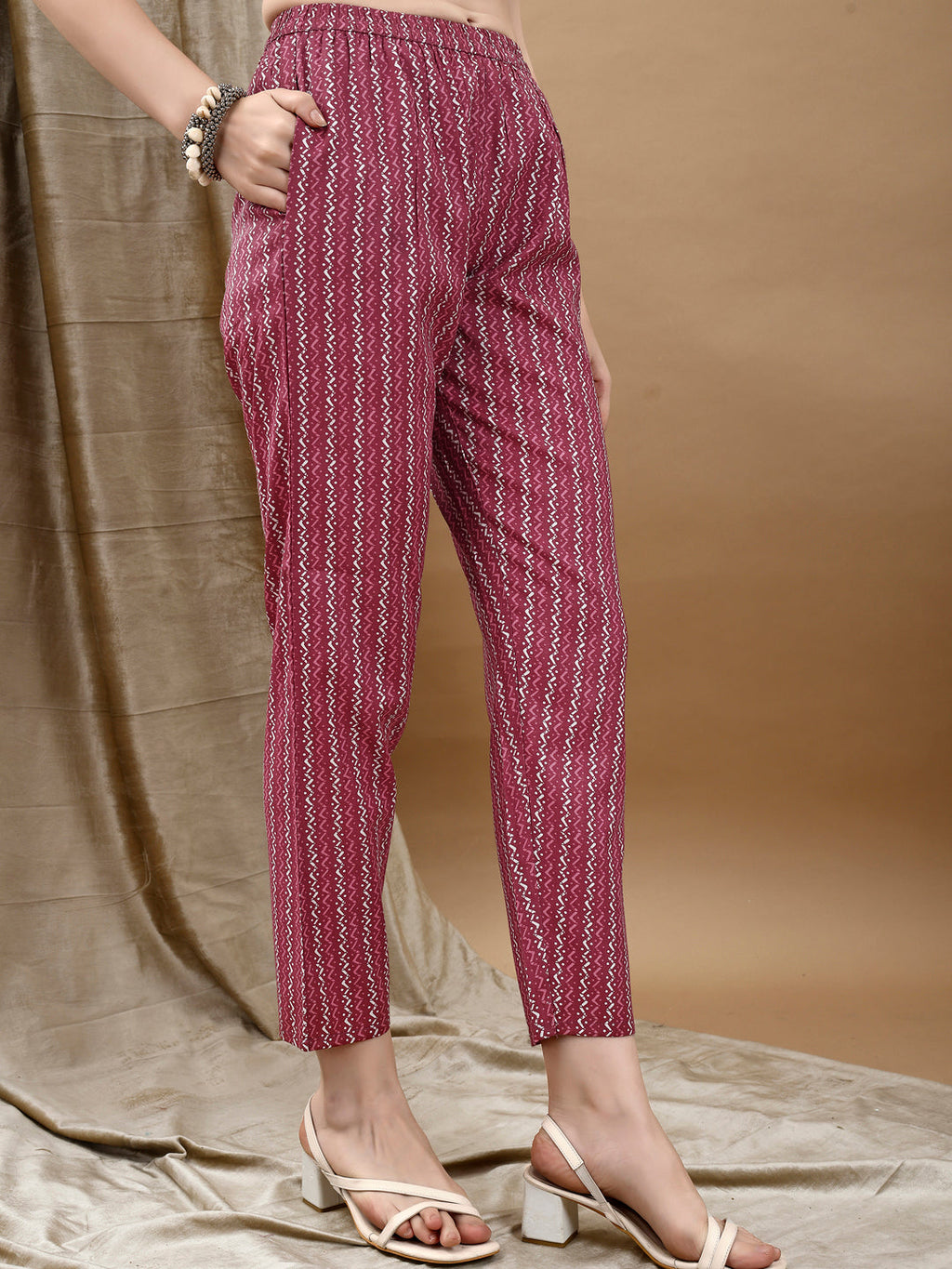 Ethnic Motifs Printed Kurta With Pant & Dupatta, Pink - Hiral Fashion | Grocsy