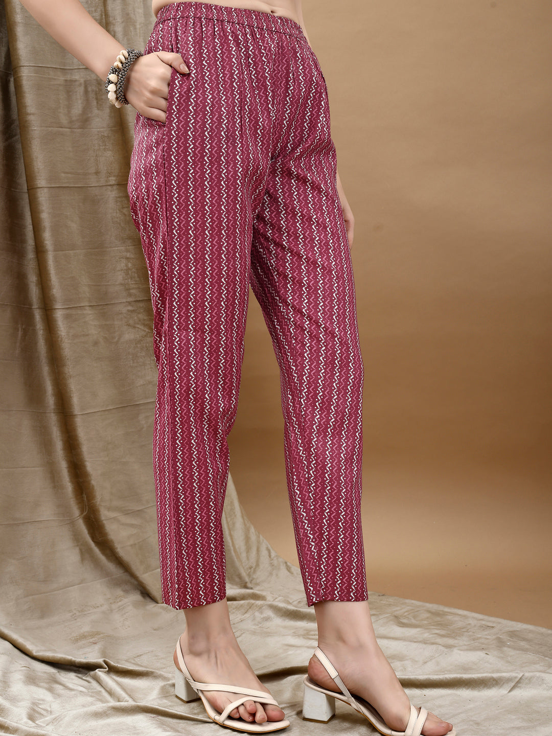 Ethnic Motifs Printed Kurta With Pant & Dupatta, Pink - Hiral Fashion | Grocsy