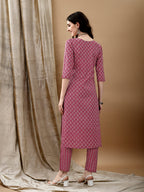 Ethnic Motifs Printed Kurta With Pant & Dupatta, Pink - Hiral Fashion | Grocsy