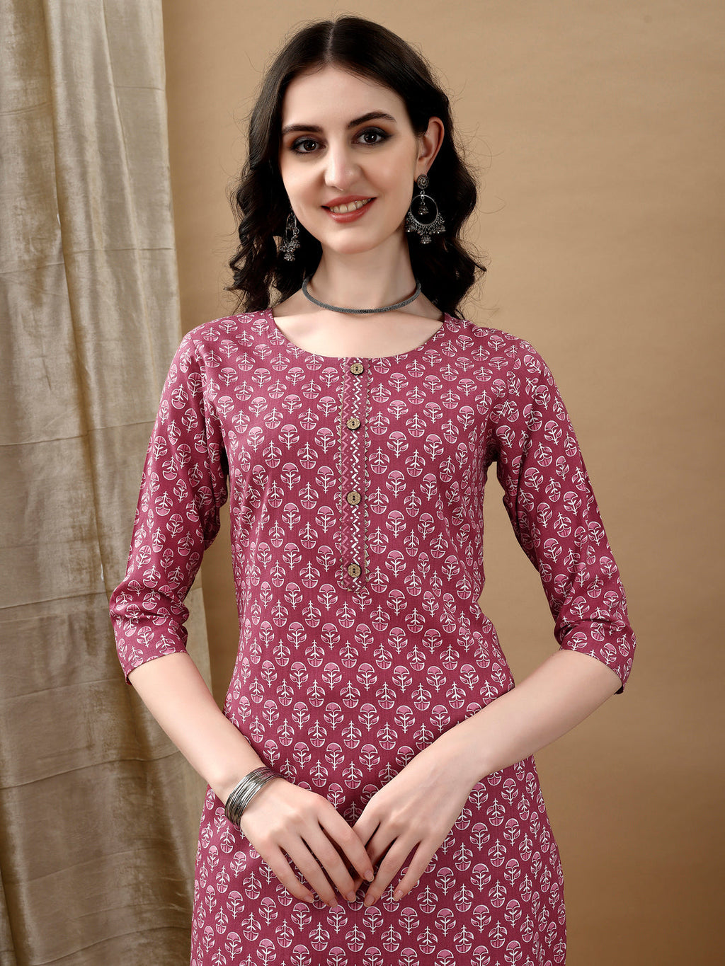 Ethnic Motifs Printed Kurta With Pant & Dupatta, Pink - Hiral Fashion | Grocsy