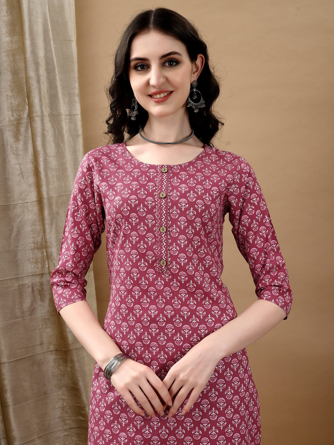 Ethnic Motifs Printed Kurta With Pant & Dupatta, Pink - Hiral Fashion | Grocsy