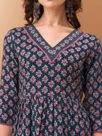 Nyra Cut Ethnic Motifs Printed Kurta With Pant & Dupatta, Blue - Hiral Fashion | Grocsy