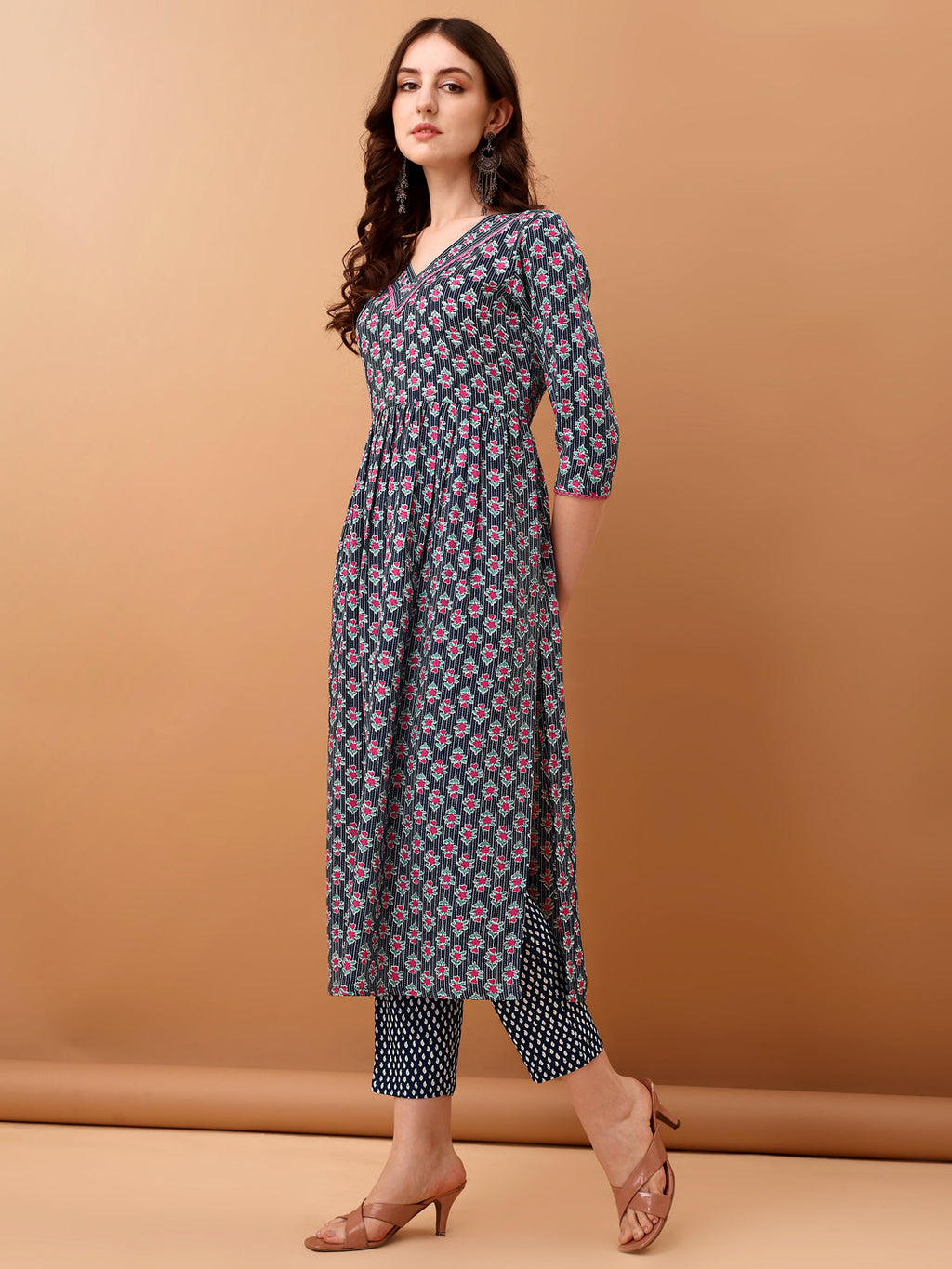 Nyra Cut Ethnic Motifs Printed Kurta With Pant & Dupatta, Blue - Hiral Fashion | Grocsy