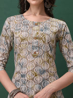 Floral Printed Kurta With Pant & Dupatta, Blue - Hiral Fashion | Grocsy