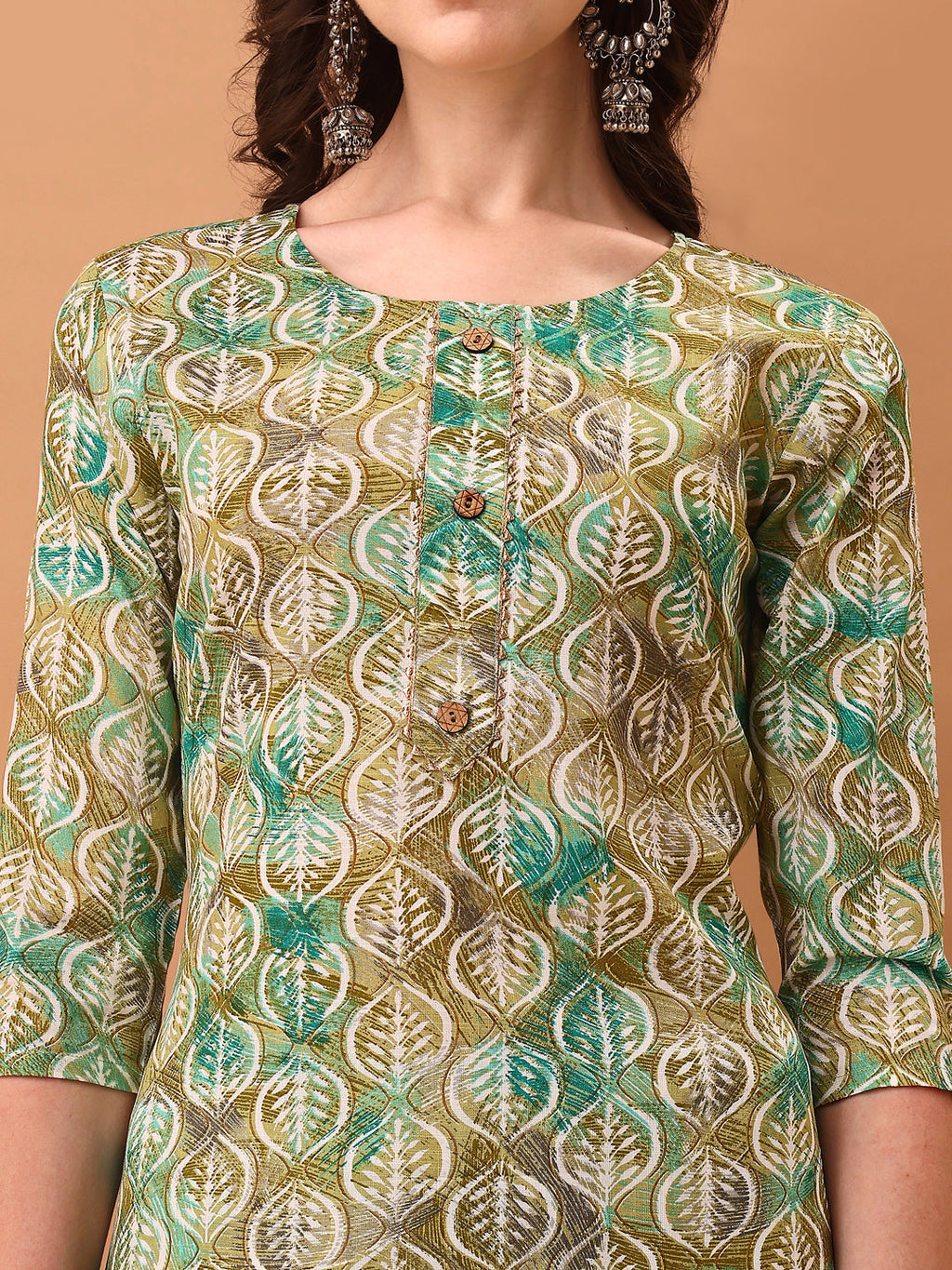 Floral Printed Kurta With Pant & Dupatta, Green - Hiral Fashion | Grocsy