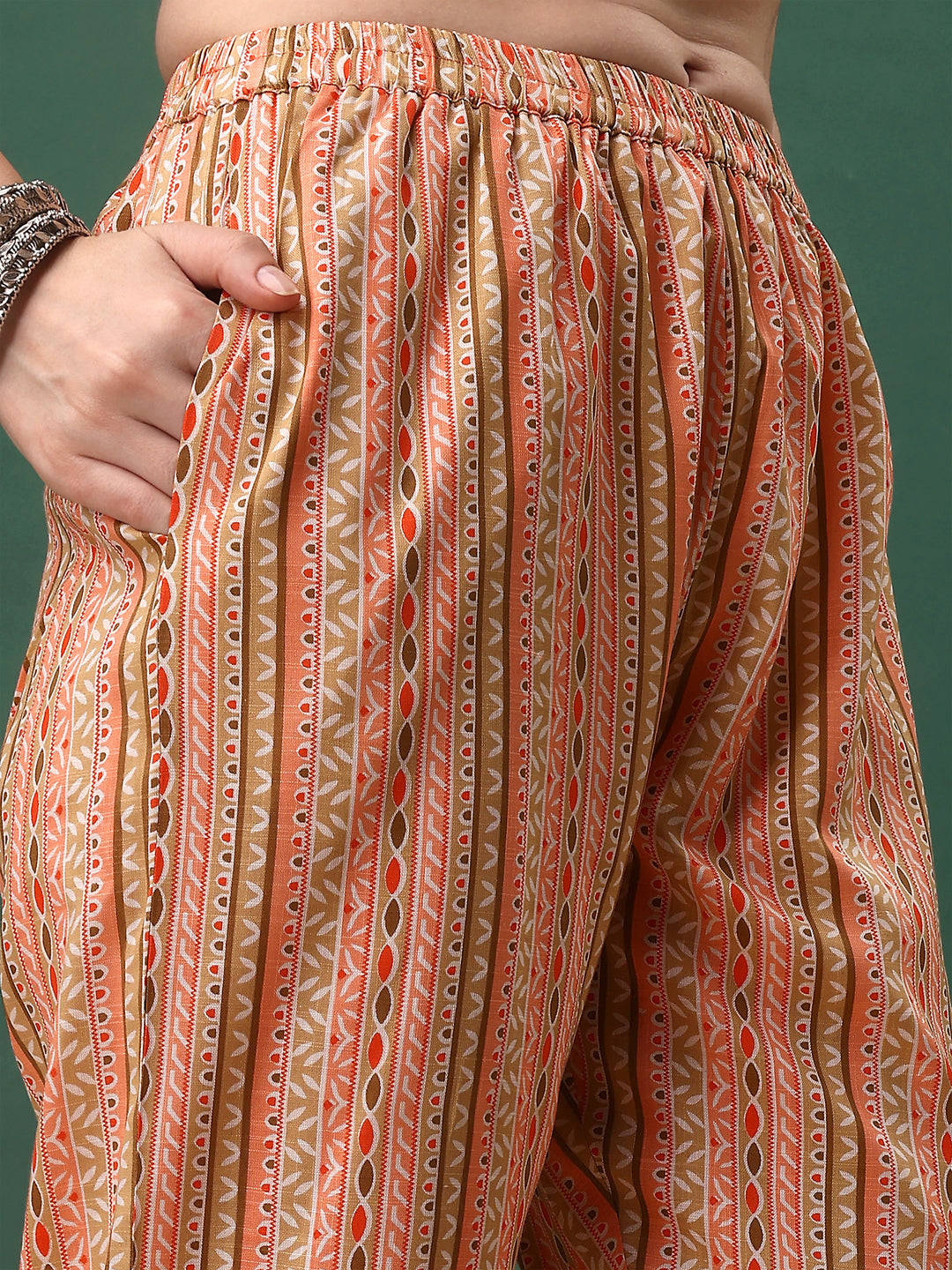 Floral Printed Kurta With Pant & Dupatta, Orange - Hiral Fashion | Grocsy
