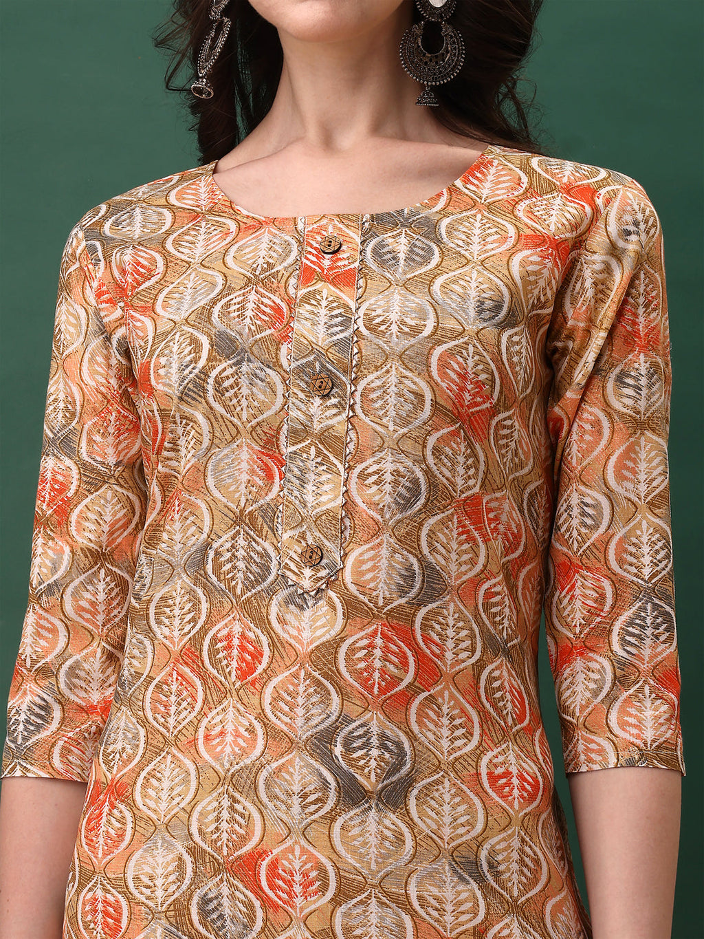 Floral Printed Kurta With Pant & Dupatta, Orange - Hiral Fashion | Grocsy