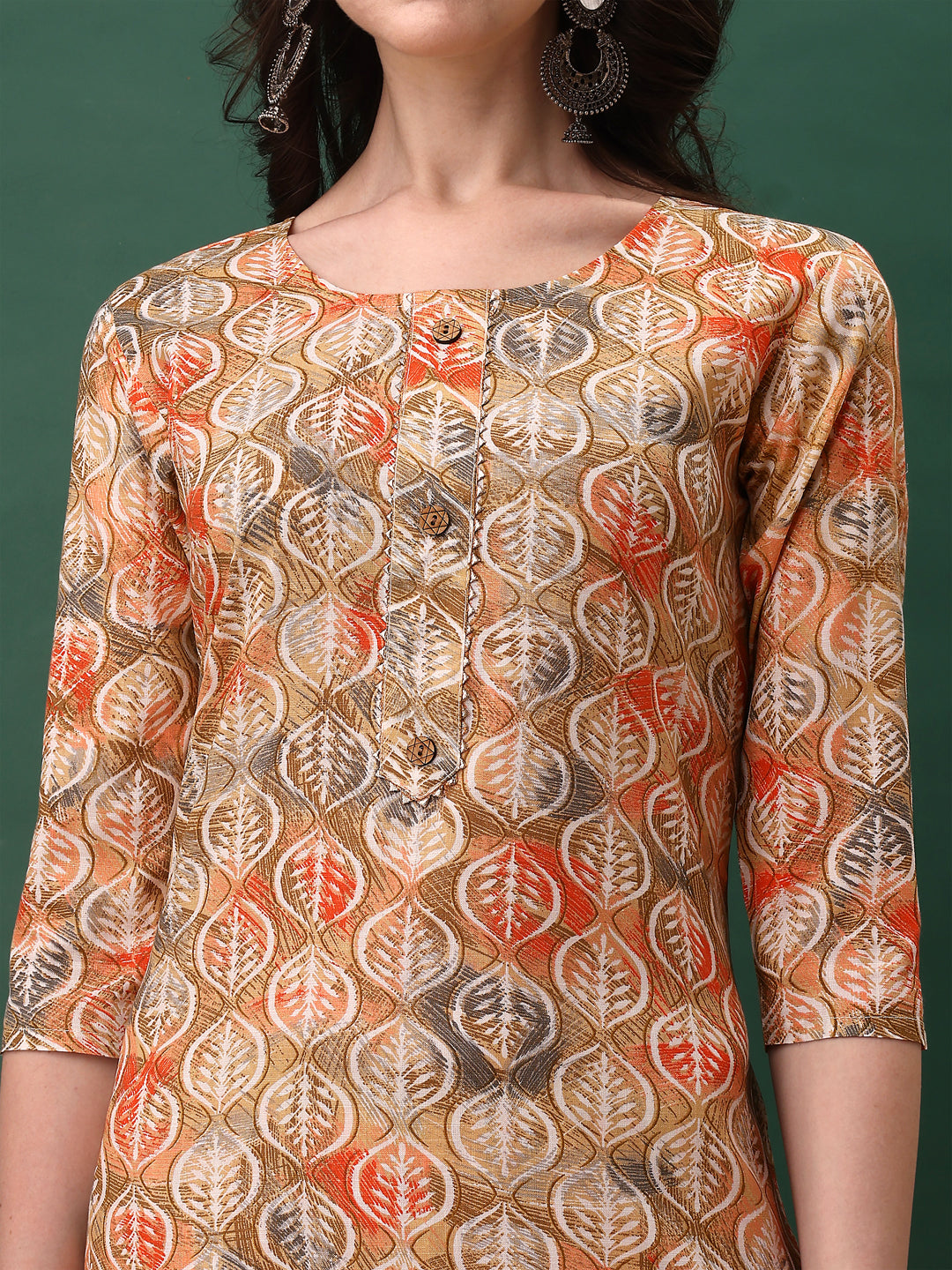 Floral Printed Kurta With Pant & Dupatta, Orange - Hiral Fashion | Grocsy