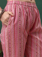 Floral Printed Kurta With Pant & Dupatta, Pink - Hiral Fashion | Grocsy