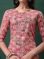 Floral Printed Kurta With Pant & Dupatta, Pink - Hiral Fashion | Grocsy