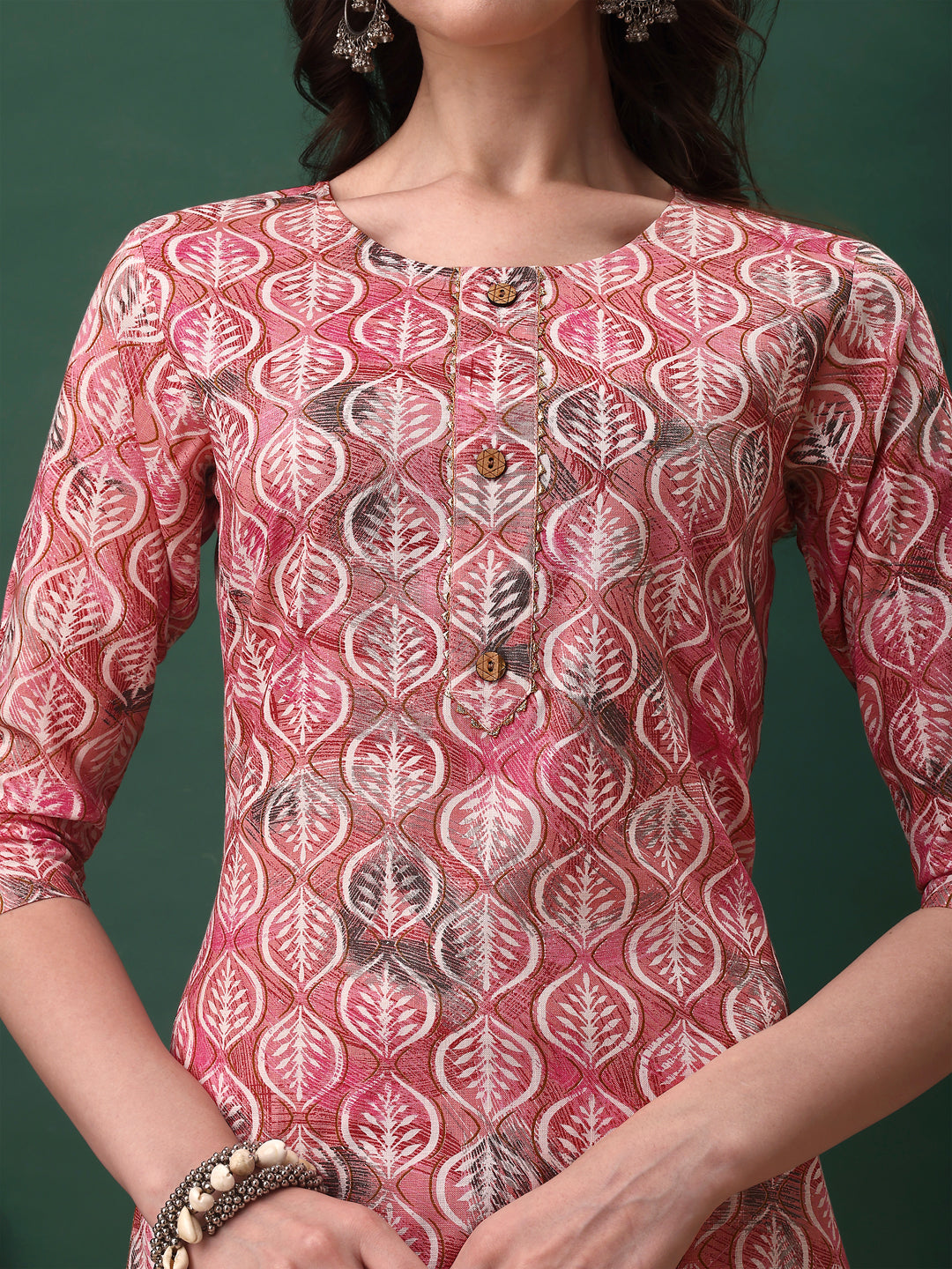 Floral Printed Kurta With Pant & Dupatta, Pink - Hiral Fashion | Grocsy