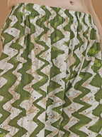 Chevron Printed Kurta With Palazzo Pant & Dupatta, Green - Hiral Fashion | Grocsy