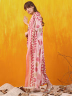 Chevron Printed Kurta With Palazzo Pant & Dupatta, Pink - Hiral Fashion | Grocsy