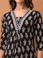 Floral Printed Kurta With Pant & Dupatta, Black - Hiral Fashion | Grocsy