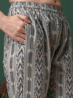 Floral Printed Kurta With Pant & Dupatta, Navy Blue - Hiral Fashion | Grocsy
