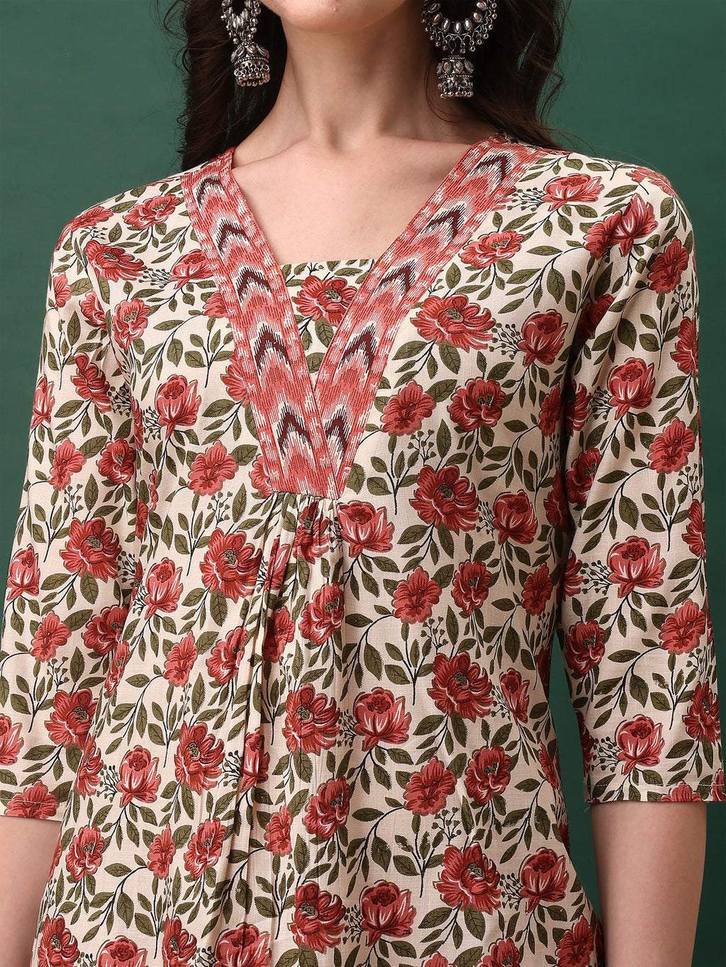 Floral Printed Kurta With Pant & Dupatta, Pink - Hiral Fashion | Grocsy