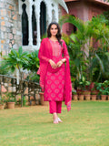 Printed Rayon Kurta With Pant & Printed Dupatta, Pink - Hiral Fashion | Grocsy