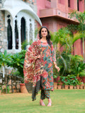 Printed Kurta With Pant & Printed Dupatta, Green - Hiral Fashion | Grocsy