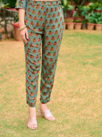 Printed Kurta With Pant & Printed Dupatta, Green - Hiral Fashion | Grocsy
