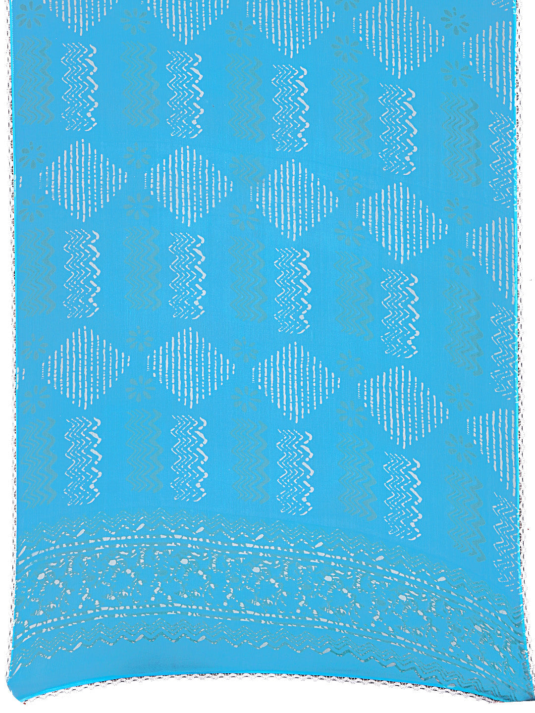Printed Flared Kurta With Pant & Dupatta, Blue - Hiral Fashion | Grocsy