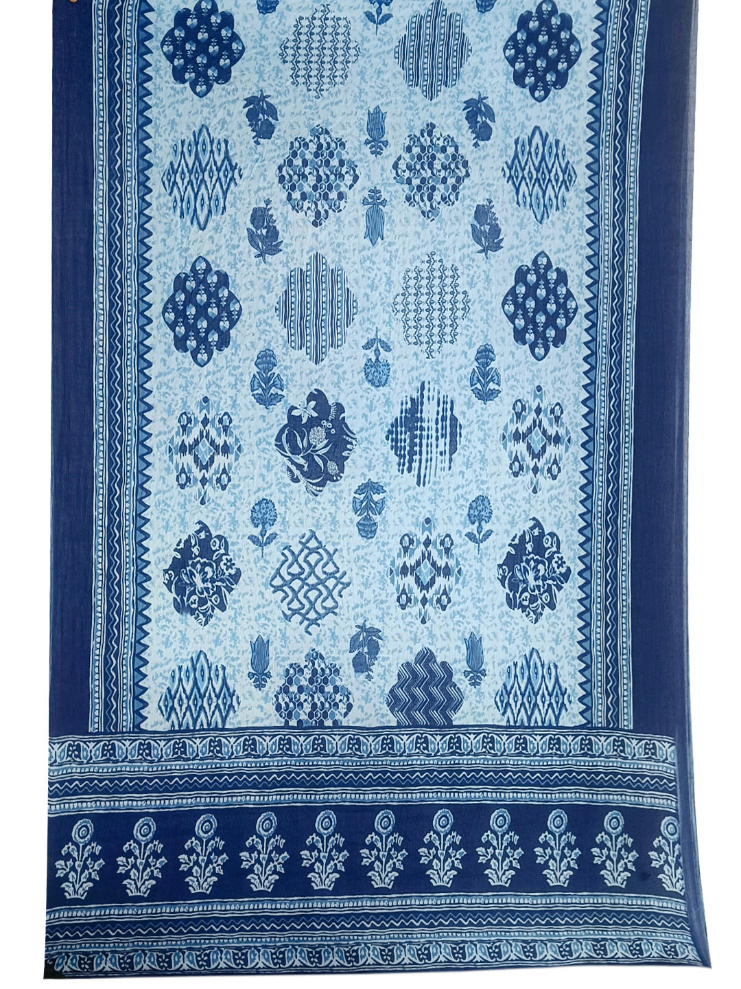 Floral Printed Flared Kurta With Pant & Dupatta, Blue - Hiral Fashion | Grocsy